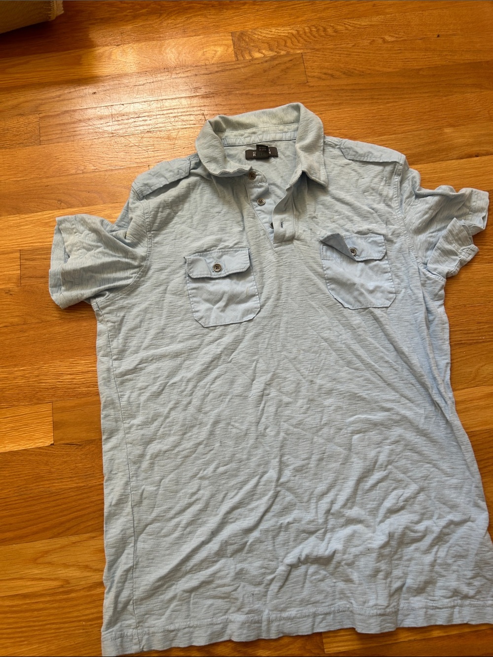 Kenneth Cole Reaction Light Blue Short-Sleeve Polo with Chest Pockets